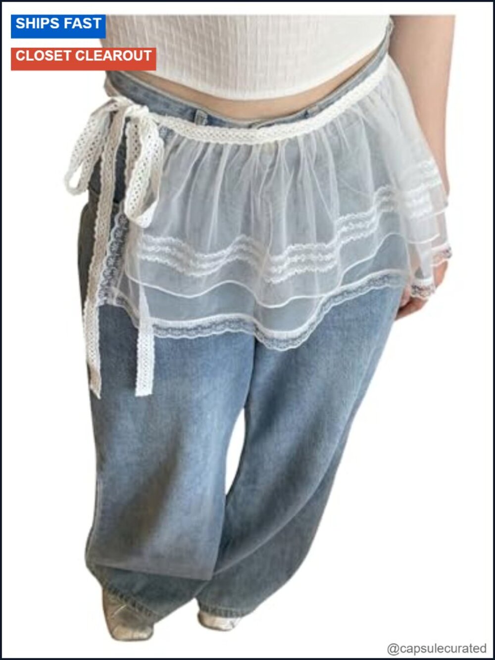 Sheer Lace Wrap Skirt Tie Ruffle Layered Mini Skirt Tiered Cake Style See